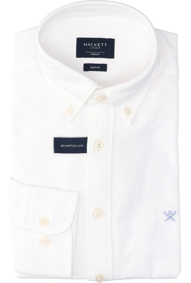 Wit hemd in katoen slim fit met lange mouwen Oxford Hackett