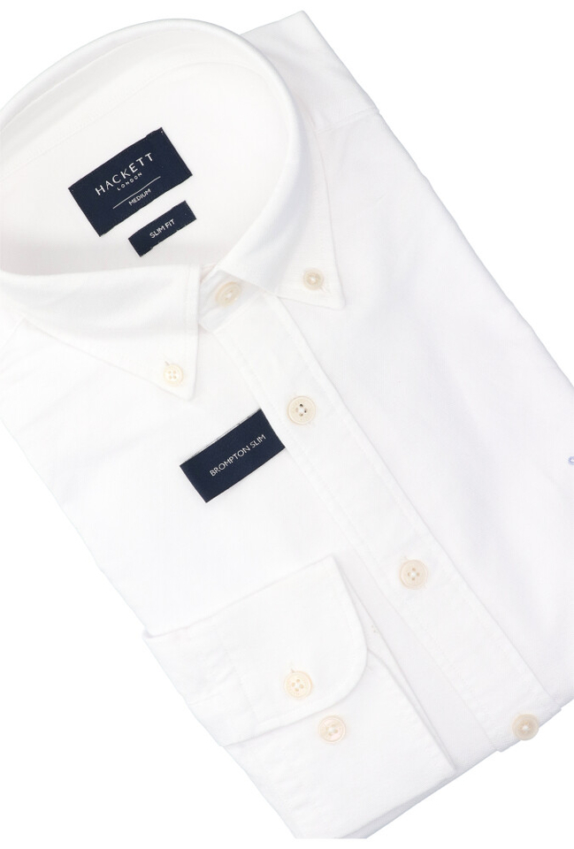 Wit hemd in katoen slim fit met lange mouwen Oxford Hackett