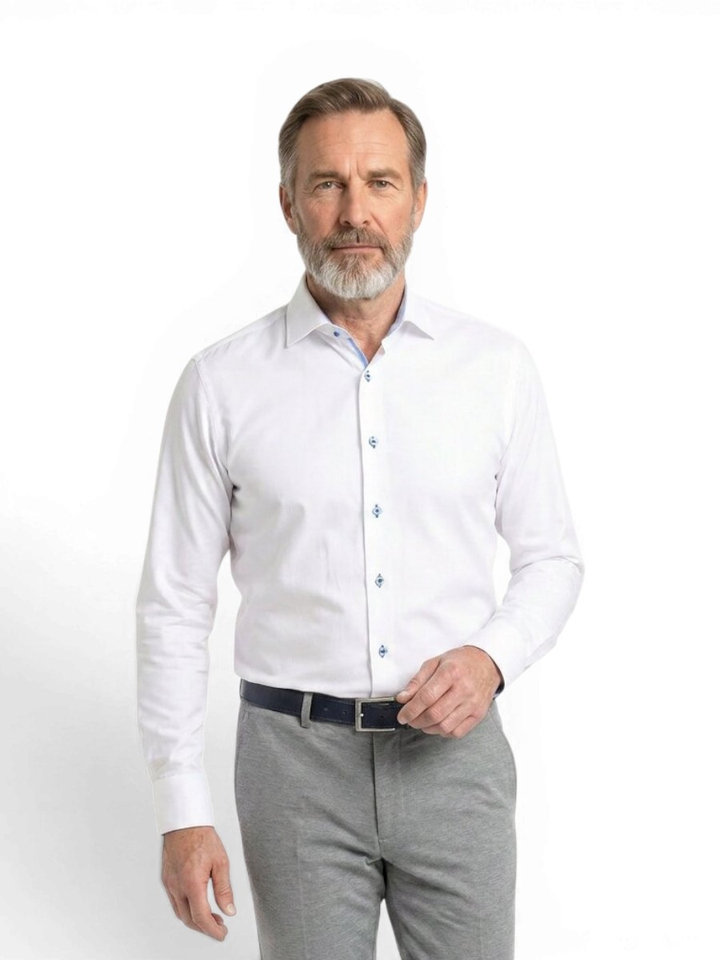 Wit katoenen gekleed hemd comfort fit met lange mouwen Stenströms
