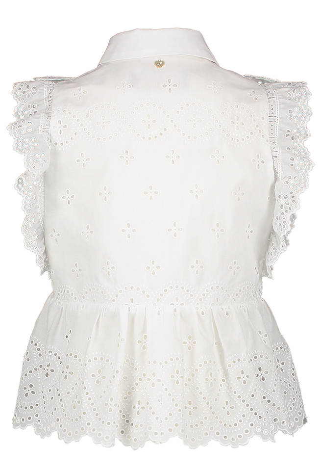 Witte blouse in broderie en franjes Communie Linea Raffaelli