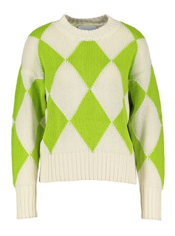 Sweater met beige en limoengroen ruitenpatroon Ilaya Minus