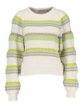 Witte pull met multicolor print Signa Round Neck Peppercorn