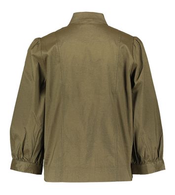 Kaki glanzende blouse met borstzakjes Nu Susan Numph