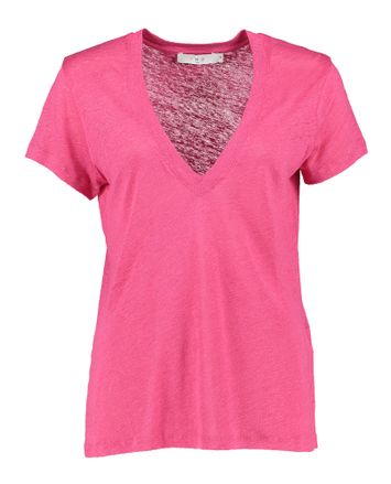 Roze linnen t-shirt met V-hals Rodeo Iro