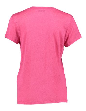 Roze linnen t-shirt met V-hals Rodeo Iro