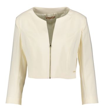 Korte ecru blazer met goudkleurige rits Valdos Kocca