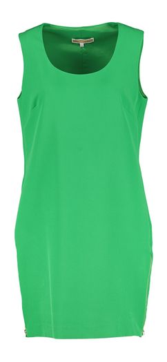 Groene mouwloze jurk met goudkleurige ritsen op de zijkant Cilshara Kocca