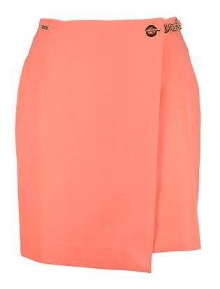 Kocca Koraalkleurige rok met goudkleurig detail Lirella