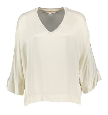 Ecru glanzende bloes met korte mouwen en glitter detail Abel Kocca