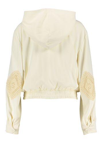 Ecru geklede bomber jacket met beige borduring Twinset