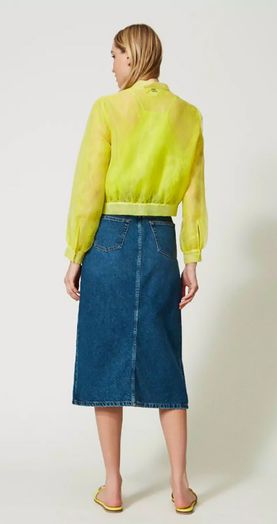 Blauwe midi jeansrok met riem Twinset