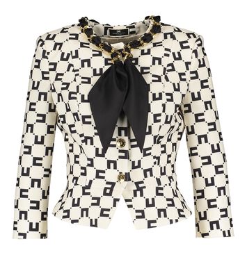 Zwart en ecru blazer in print Elisabetta Franchi