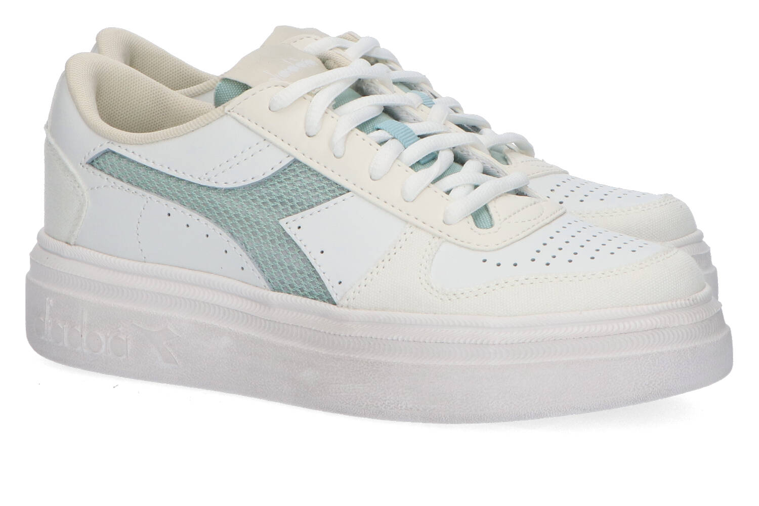 Witte sneakers met lichtblauwe details Diadora