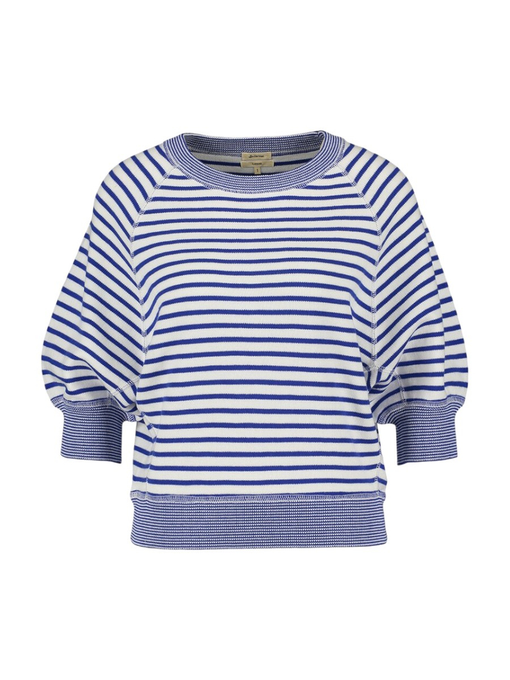 Witte katoenen trui met kobaltblauwe strepen Anglet Bellerose