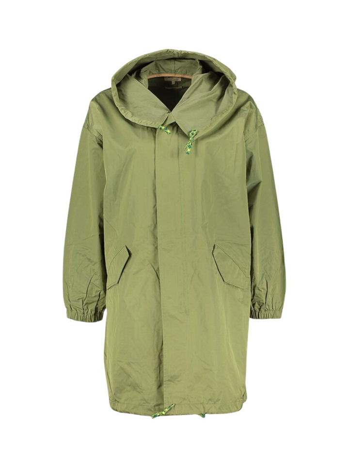 Kaki thym kleurige regenjas met kap Laos Bellerose 