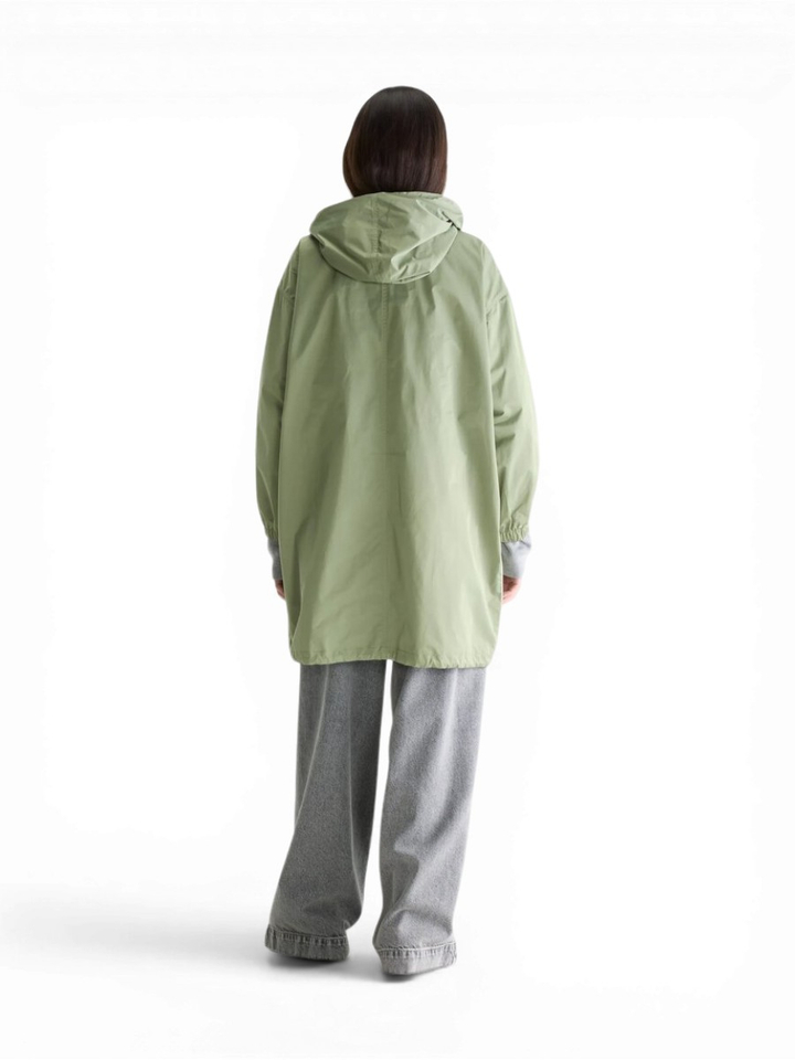 Kaki thym kleurige regenjas met kap Laos Bellerose 