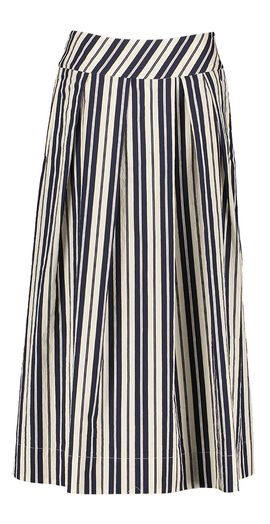Blauw gestreepte lange rok met plooien Tobios Gigue