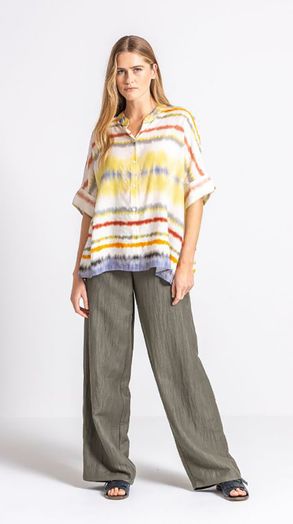 Beige losvallende blouse met print Haman Gigue