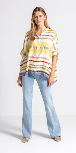 Beige losvallende blouse met print Haman Gigue