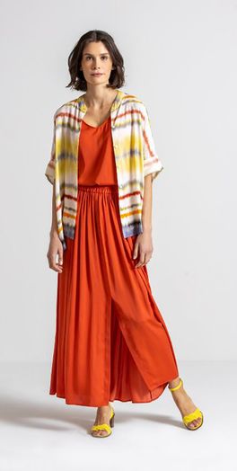 Beige losvallende blouse met print Haman Gigue