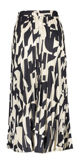 Zwarte plooirok met beige print Tetris Gigue