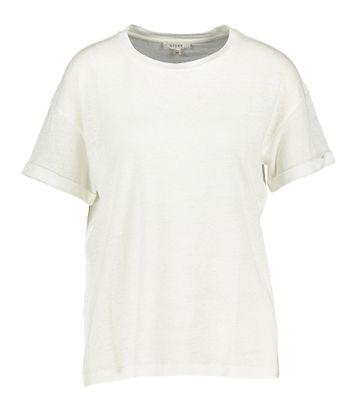 Ecru linnen t-shirt met ronde hals en korte mouwen Sever Gigue