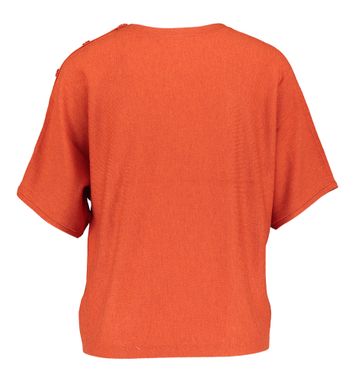 Donkeroranje tricot top met boothals en korte mouwen Leka Gigue