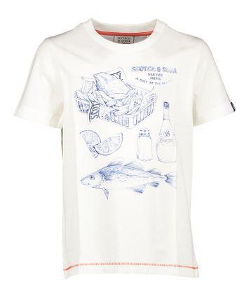 Witte katoenen t-shirt met ronde hals Scotch & Soda