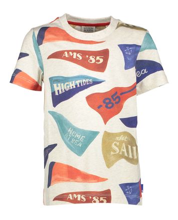 Greige katoenen t-shirt met print Scotch & Soda