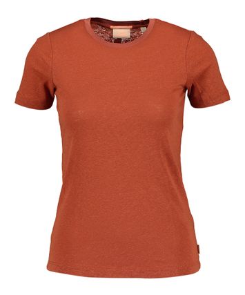 Donkeroranje linnen t-shirt met ronde hals en korte mouwen Scotch & Soda