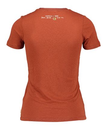 Donkeroranje linnen t-shirt met ronde hals en korte mouwen Scotch & Soda