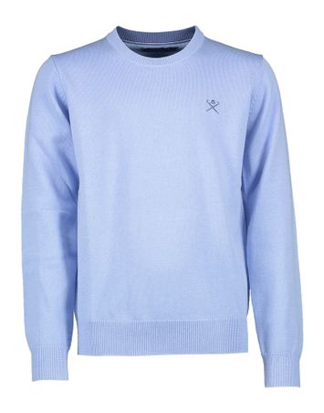 Blauwe trui ronde hals met blauw merklogo Hackett