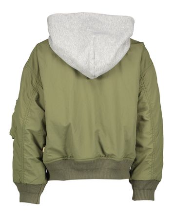 Kaki bomber jacket met kap Bellerose