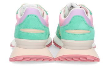 Groene lage sneakers met roze details Ghoud