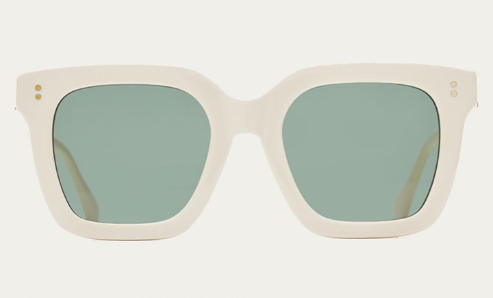 Ivoorkleurige zonnebril met blauwkleurige glazen Flores Claris Virot