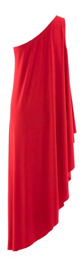 Roodkleurige one shoulder blouse One Shoulder Diagonal Dress Norma Kamali