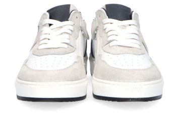 Witte lage sneakers met blauwe en greige details Hip Shoe Style
