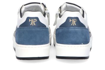 Witte lage sneakers met blauwe en greige details Hip Shoe Style