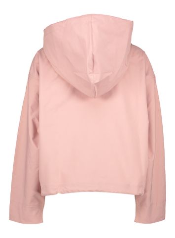 Roze jas met kap en blauwe opgestikte zakken Pool Indee
