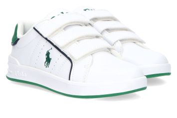 Witte lage sneakers met groen detail en velcro Heritage Court III Ralph Lauren