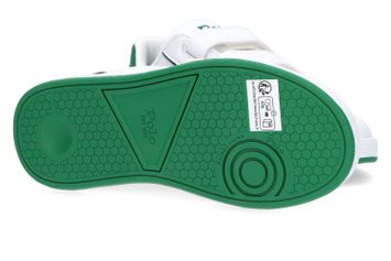 Witte lage sneakers met groen detail en velcro Heritage Court III Ralph Lauren