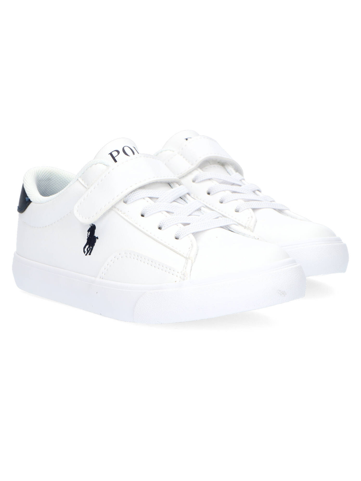 Witte lage sneakers met velcro en donkerblauw detail Therra Ralph Lauren