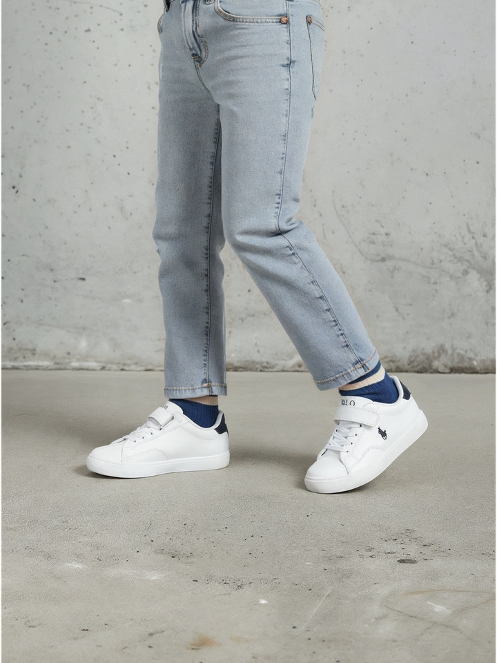 Witte lage sneakers met velcro en donkerblauw detail Therra Ralph Lauren