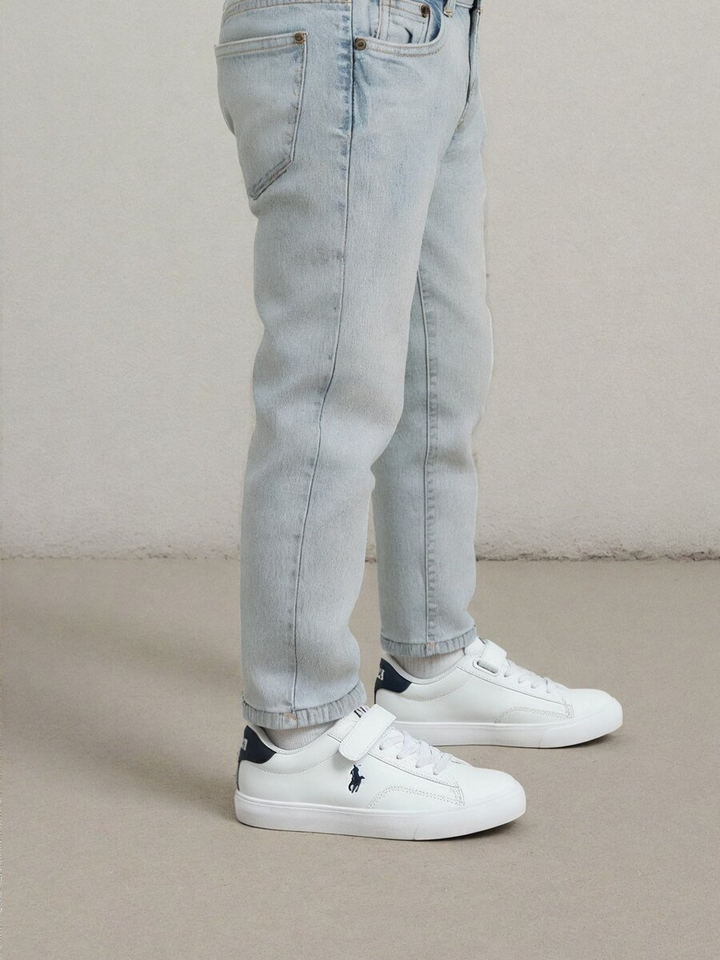 Witte lage sneakers met velcro en donkerblauw detail Therra Ralph Lauren