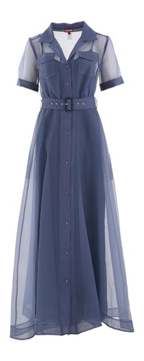 Blauwe doorschijnende jurk Millie Dress Staud 