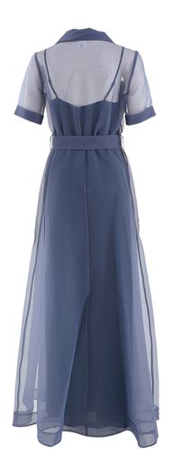 Blauwe doorschijnende jurk Millie Dress Staud 