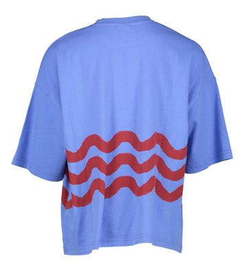 Blauwkleurige katoenen t-shirt met bordeaux print Jelly Mallow