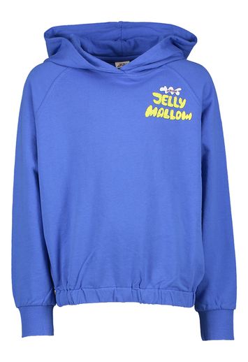 Blauwkleurige katoenen hoodie met print op de rug Jelly Mallow