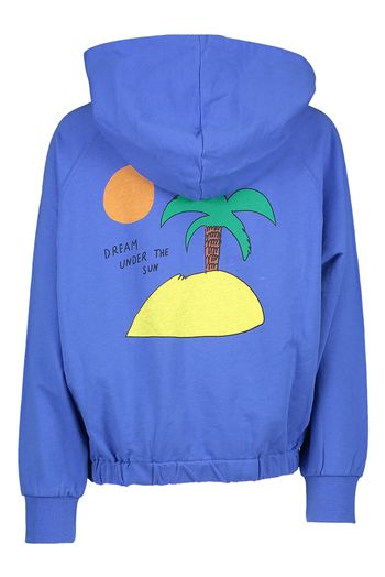 Blauwkleurige katoenen hoodie met print op de rug Jelly Mallow