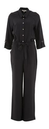 Marie Méro Zwarte klassieke met bijpassende stof ceintuur jumpsuit Marie Mero